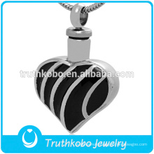 american indian cremation jewelry pendant for ashes wholesale 316L stainless steel heart pendant in black set for fashion sale